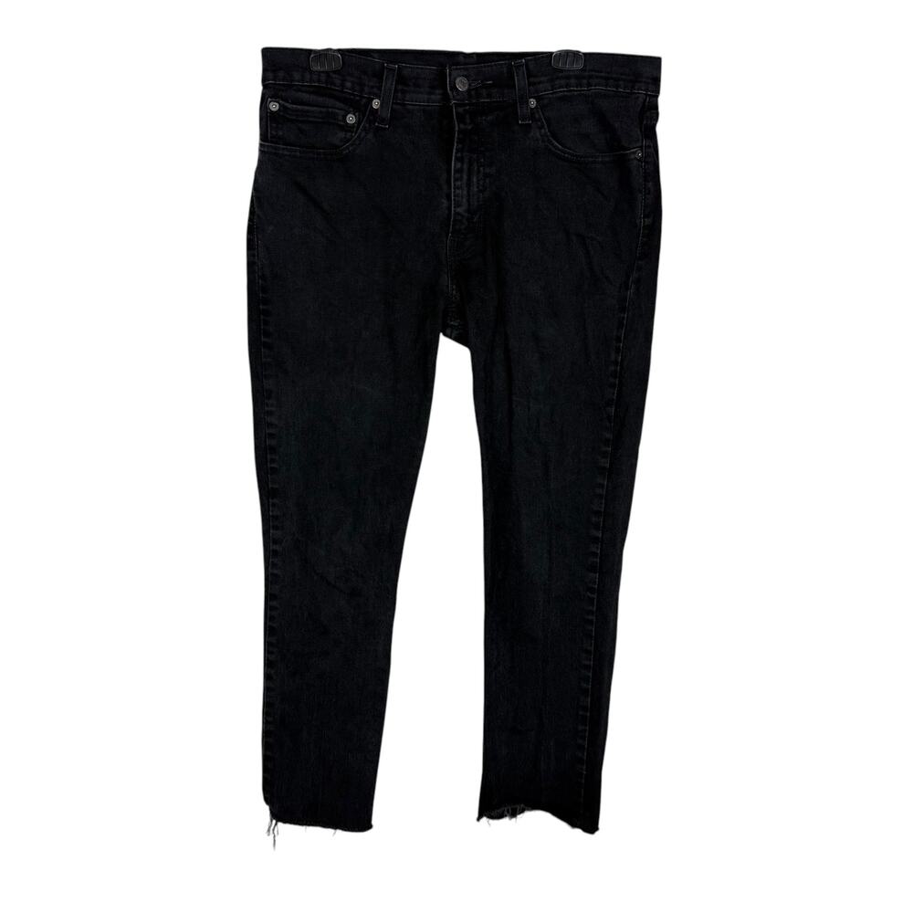 Levi's 511 Jeans Men 34x26 Black Denim Frayed Hem Mid-Rise Slim Fit Straight Leg